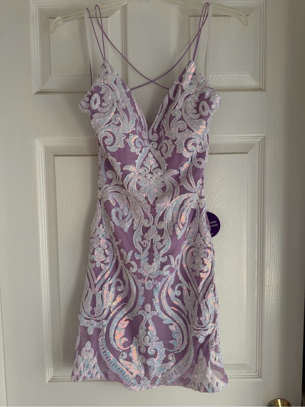 Windsor Lilac Sequin Lace Mini Dress